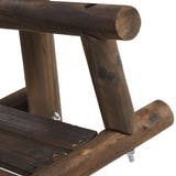 Outsunny 2-Seat Porch Swing with Stand, Wooden Patio Swing Chair Bench, for Garden, Poolside, Backyard, Carbonized Outsunny