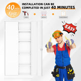 INTERGREAT Metal Wardrobe Closet, 72" White Locking Storage Wardrobe Cabinet with Doors and Shelves, Tall Steel Clothes Storage for Office, Home, School, Gym INTERGREAT