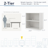 Homes: Inside + Out Apexa 2-Tier Cube Storage Organizer Shelves, Stackable Wood Bookcase Fits Cubby Bins for Organization, Dorm Teen Room Decor & Home Office, Black HOMES: INSIDE + OUT