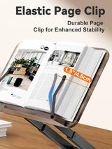 Tounee Book Stand, Telescopic Book Holder Stand, Adjustable Height Pull Out Design Ergonomic Cookbook Stand with Elastic Page Clips Fits All Books (Gray) tounee