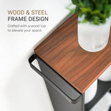 YAMAZAKI Home Slim Rolling Storage Cart – Narrow Bathroom Storage Cabinet with Handle, Slim Bathroom Storage Cart with Wheels, Easy Assembly, Steel + Wood, Black YAMAZAKI