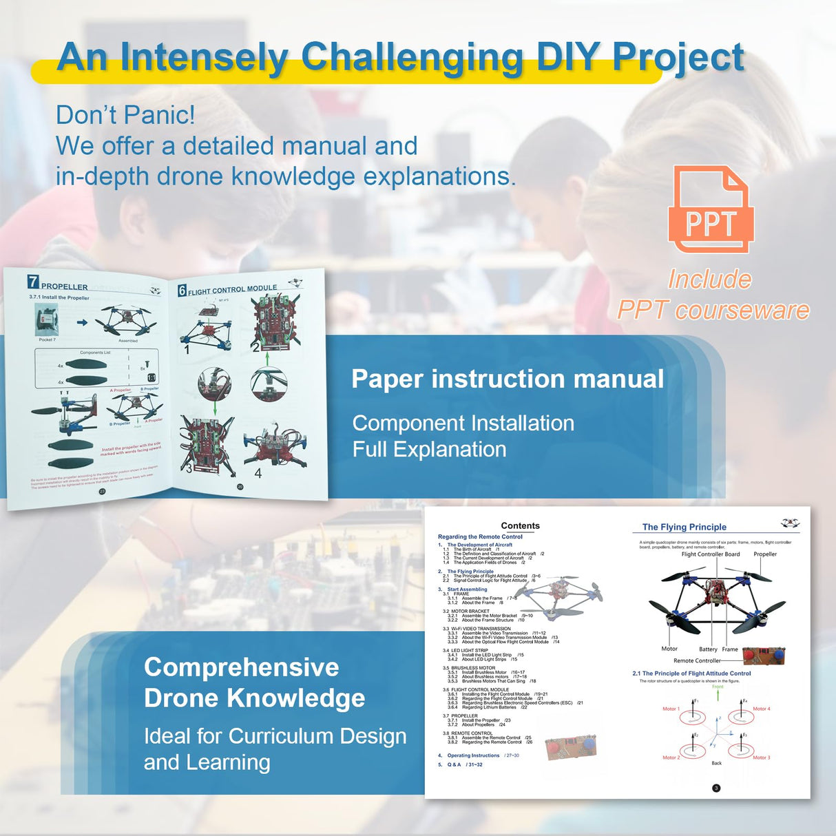 DIY Drone Kit with Brushless Motor & Dual Camera - STEM Building Project with Optical Flow Hovering, 360° Flips, One-Click Controls for Beginners to Learn Drone Engineering YYSOLDERIC
