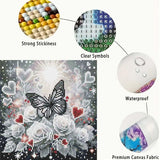 5D Diamond Painting Kits for Adults, Butterfly Diamond Art Kits for Adults Beginner, Rose Flower DIY Full Drill Diamond Dot Gem Painting for Home Wall Decor 13.8 x 13.8 inch GEMFAMILY