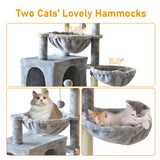 KIYUMI Cat Tree Cat Tower Condo with Sisal Scratching Post for Indoor Cats Cat Tree Cat Furniture with Hammock Perch and Kitten Ball Toys, Multi-Level Pet Activity Center Grey KIYUMI