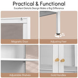 Polup Glass Display Cabinet with Doors and Shelves, White Curio Cabinet with 3 Side Tempered Glass, 66 Inch Tall Display Case for Collectibles, Metal Storage Cabinet for Living Room, Assemble Required Polup