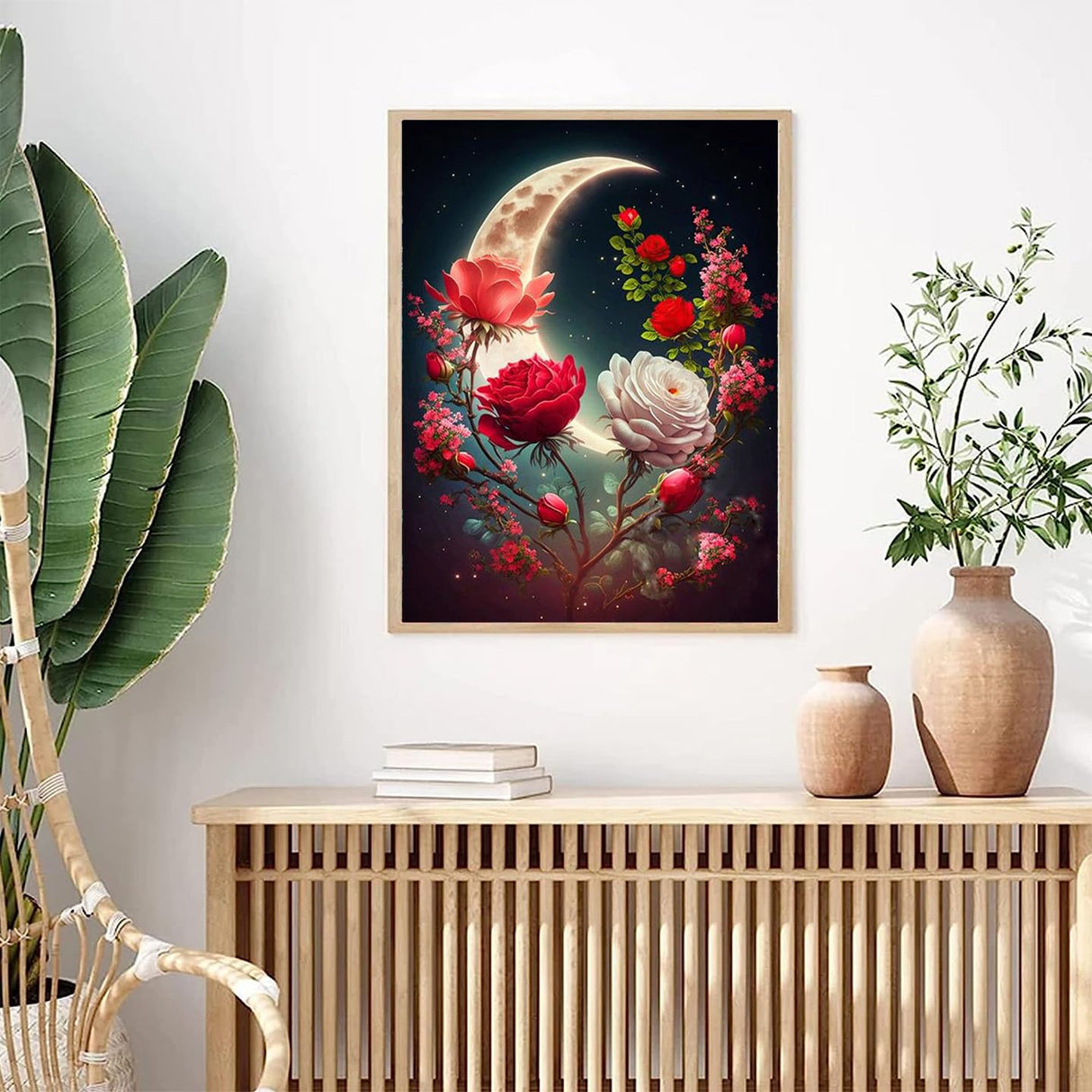 bleihum Moon Diamond Painting Kits for Adults-Flower Diamond Art for Adult,Rose Gem Painting Crafts Home Wall Decor,DIY 5D Gem Art Tree Perfect for Relaxation(12x16 Inch) bleihum