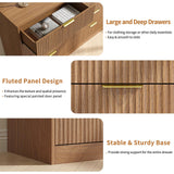 NOVAMAISON Fluted Dresser for Bedroom with 8 Drawer, 55” Wide Wooden Dresser Mid Century Chest of Drawers w/Gold Handle, Fluted Dressers TV Stand Closet Storage Organizer for Living Room, Natural Oak NOVAMAISON