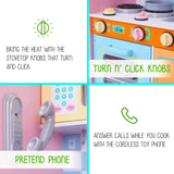 Lil' Jumbl Kids Kitchen Set, Pretend Wooden Play Kitchen with Chalk Board, Play Phone, Towel Rack & Ice Dispenser, Clicking Knobs, Pots & Utensils Included - Colorful Lil' Jumbl