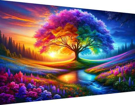ijbnhd Large Diamond Painting, Tree of Life Extra Large Diamond Art Kits for Adults, Full Drill Round Big Diamond Painting, DIY Gem Art and Crafts for Home Wall Decor Gift 27.5 X 15.7inch ijbnhd