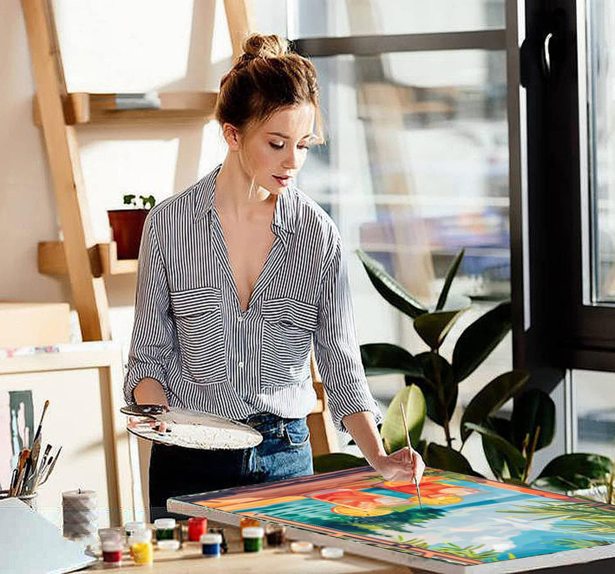 Tiwabb 6 Pack Cocktail Paint by Numbers Kit for Adults Beginner,Scenery Easy Adult Paint by Number Kits on Canvas DIY Painting for Beginners Art by Numbers for Gifts Home Wall Decor 9.5x11.81 Inch Tiwabb