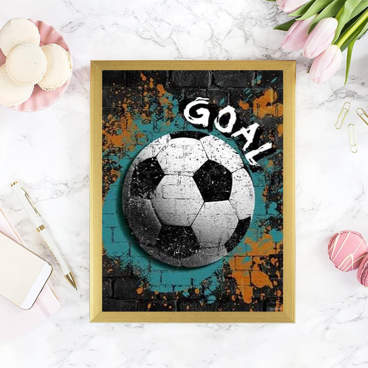 QAZWSX Diamond Painting Sports Soccer Kit for Adults Diamond Art Painting by Number Kits Gem Art Wall Home Decor 12x16 inch QAZWSX