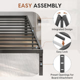 WAYES Queen Bed Frame, 14 Inch High Platform Bed Frame with Storage, Minimal Queen Size Metal Bed Frame, Heavy Duty, No Box Spring Needed, Noise-Free, Easy Assembly, Black WAYES