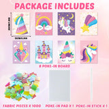 Lonfliness 8PCS Poke-in Craft and Art Kit for Kid Unicorn Theme No-Mess Fabric Sewing Art Girls Boys 4-12 Puzzle Puncture Painting DIY Pastel Rainbow Toy Gift for Creative Activity Game Birthday Party Lonfliness