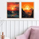 ZXQL 2 Pack Sunset Lake Mountains Paint by Numbers Kit for Adults Beginners, 16" W x 20 L Paint by Numbers for Adults Rolled up Canvas for Painting Home Decor Creative Wall Art with Nice Gift Box ZXQL