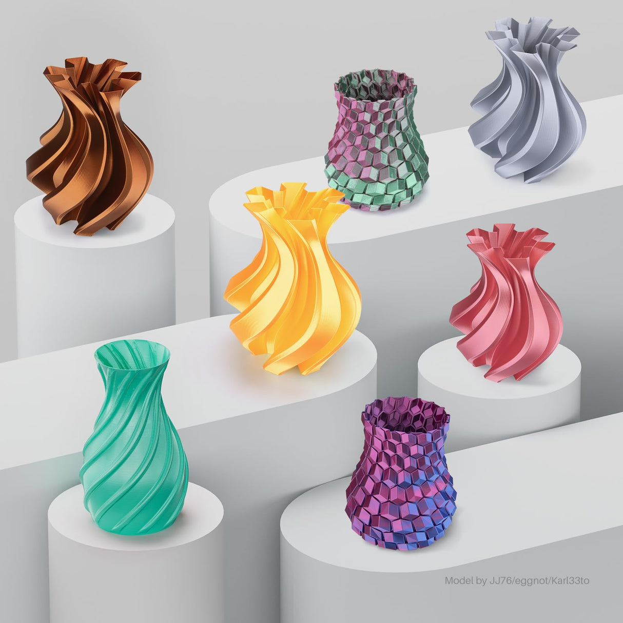 ELEGOO 250g Silk PLA Filament Bundle 1.75mm, 4 Colors 3D Printer Filaments Dimensional Accuracy +/- 0.02mm, 4 Pack 250g Spool, Silk Gold/Silk Silver/Silk Bronze/Galaxy Black ELEGOO