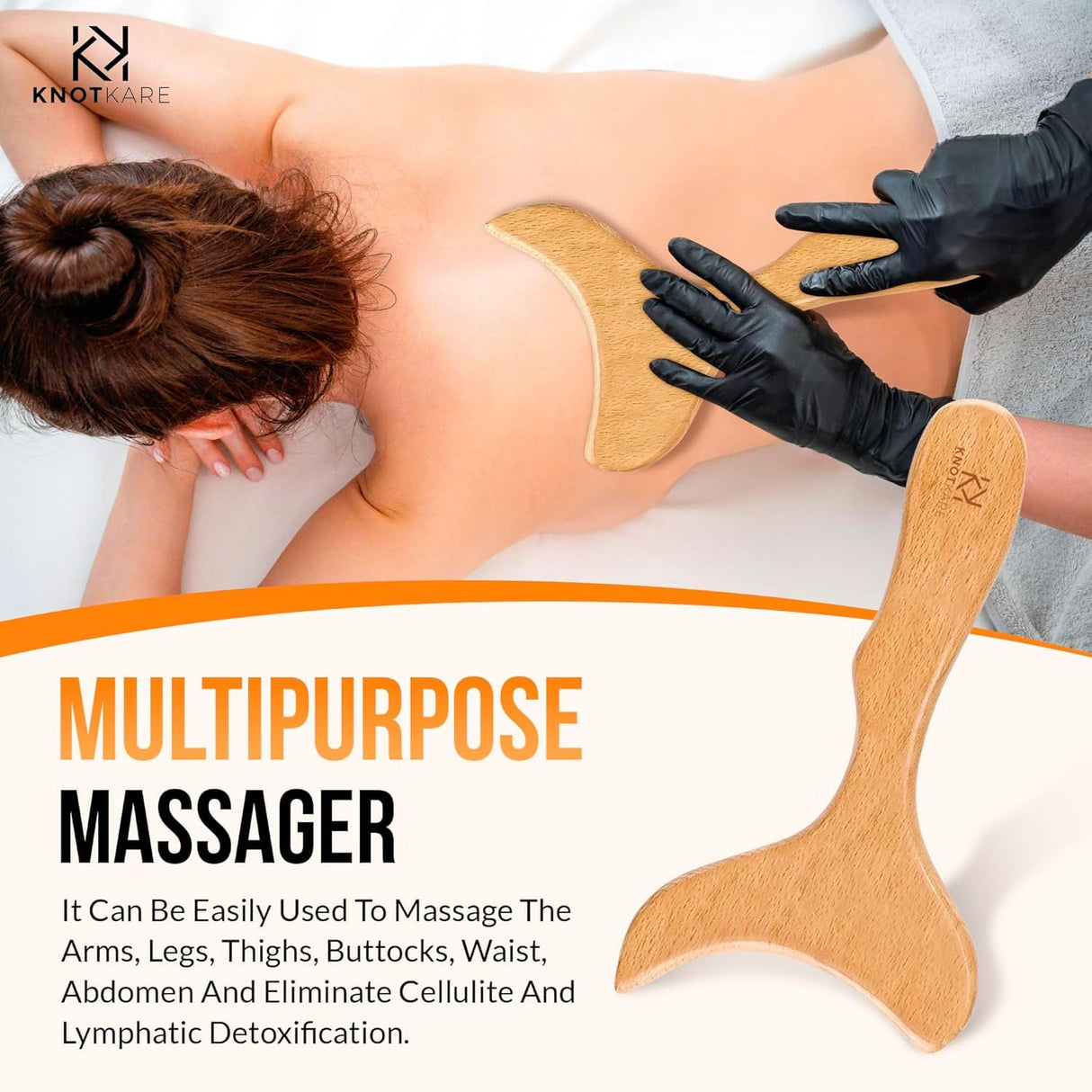 3-in-1 Wood Therapy Massage Tools for Lymphatic Drainage - Maderoterapia Kit Professional for Cellulite Reduction, Effective Body Shaping, and Muscle Pain Relief KNOTKARE