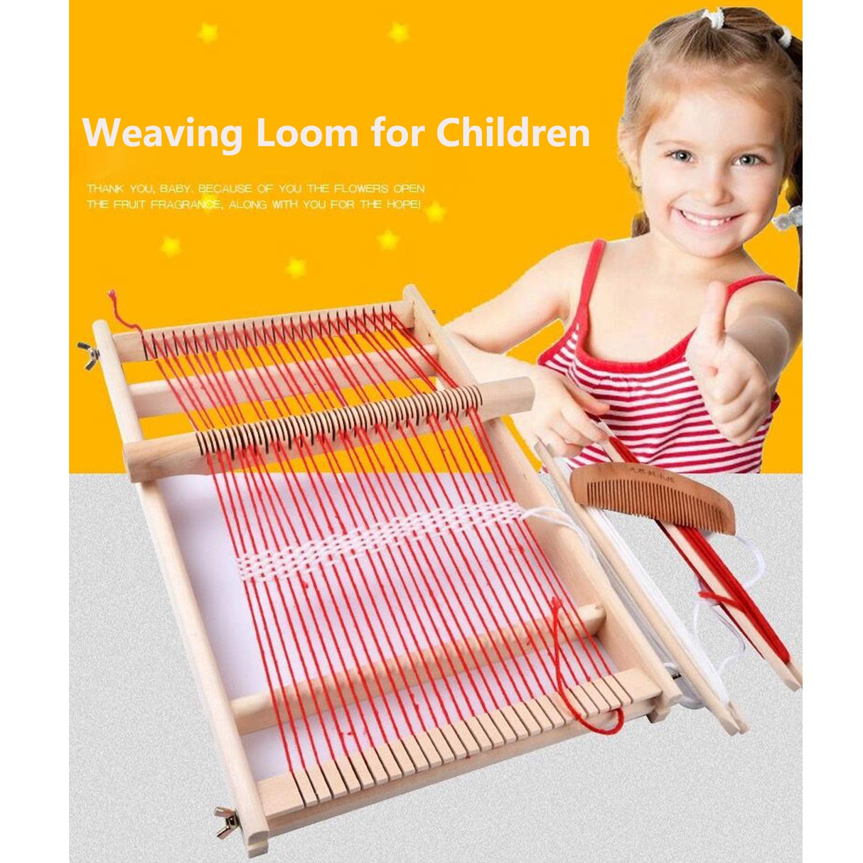 KISSBUTY Wooden Multi-Craft Weaving Loom Large Weaving Frame to Handcraft for Kids and Beginners, 9.9 by 15.7 by 1.3 Inches (Wooden) KISSBUTY
