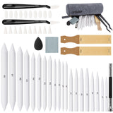 AGPTEK 48 PCS Sketch Drawing Tools, 20 Blending Stumps Set and 2 Sandpaper Pencil Sharpeners, Pencil Extension, Erasers,20 sponge replacement heads & 1 Felt Bag for Student Sketch Drawing Accessories AGPTEK