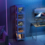 MoNiBloom 68" Tall Slim Narrow Clear Display Cabinet with Acrylic Door Curio Cabinet Display Case Corner Shelves Collection Display Case, Gray MoNiBloom