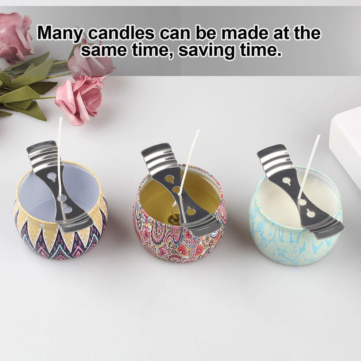 25pcs Metal Candle Wick Holder, Silver Stainless Steel Candle Wick Centering Devices for Candle Making DINGPAI