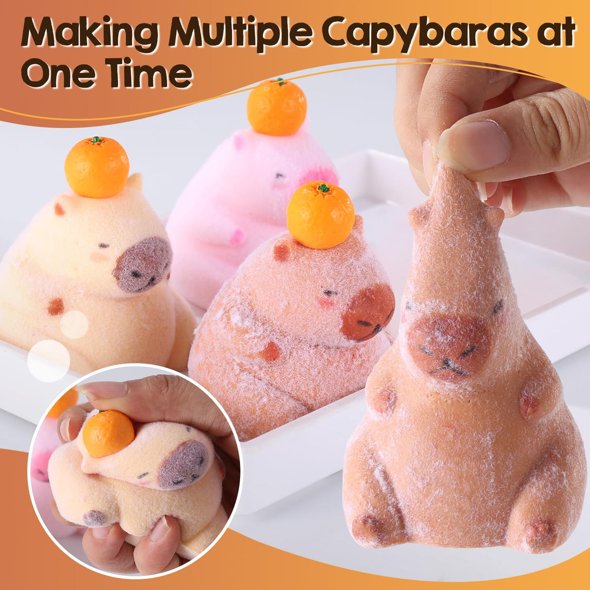 LET'S RESIN 4 Pcs Capybara Silicone Molds for Taba Squishy, Resin Casting, Effortless Demolding Molds for Stress Relief DIY Decompression Gift Home Decor LET'S RESIN