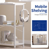 Pamray 43 Inch L Shaped Computer Desk with Reversible Side Storage Shelves, Small Corner Desk for Small Space Home Office,Writing Study Table PC Desk for Bedroom,White Pamray