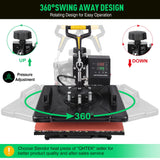 Slendor 5 in 1 Heat Press Machine 12x15 inch 360-Degree Swing Away Digital T Shirt Pressing Machine Multifunction Heat Transfer Sublimation Combo for T Shirts Mugs Hat Plate Cap Slendor