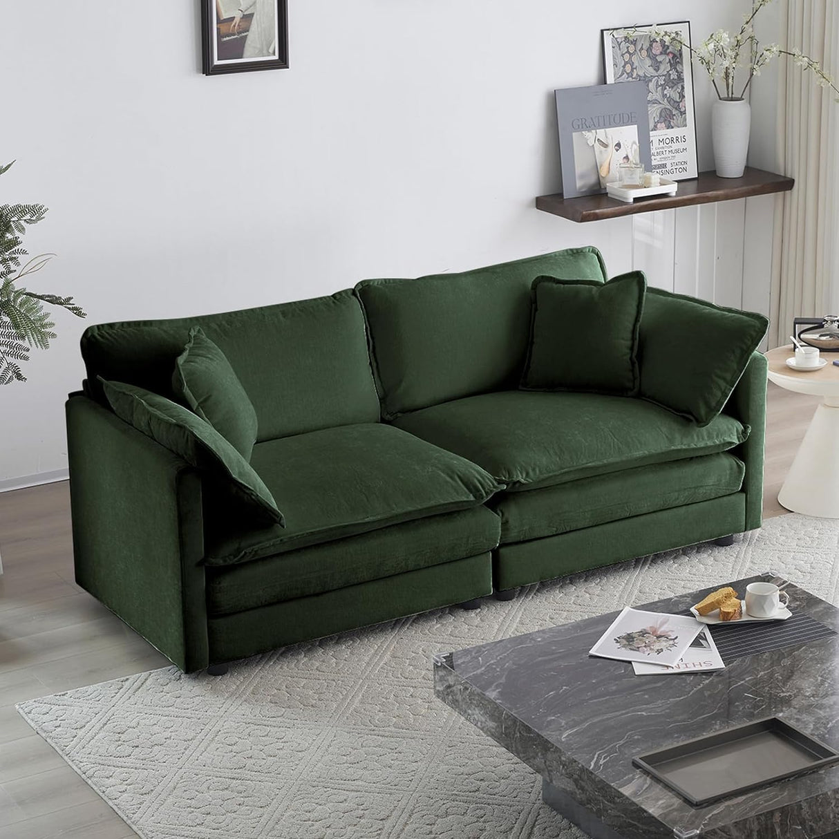 Tmsan 76.7" Deep Seat Loveseat Sofa, Oversized 2 Seater Chenille Sectional Cloud Couch, Modern Large Luxury Love Seat for Living Room Bedroom Apartment Office Tmsan