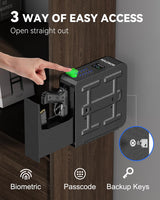 HOLEWOR Gun Safe, Slider Biometric Pistol Safe Fingerprint Handgun Safe, Mounted Single Gun Safe for Handgun with 3 Ways Quick Access Bedside Gun Safe for Nightstand, Bed, Desk, Wall, Dresser HOLEWOR
