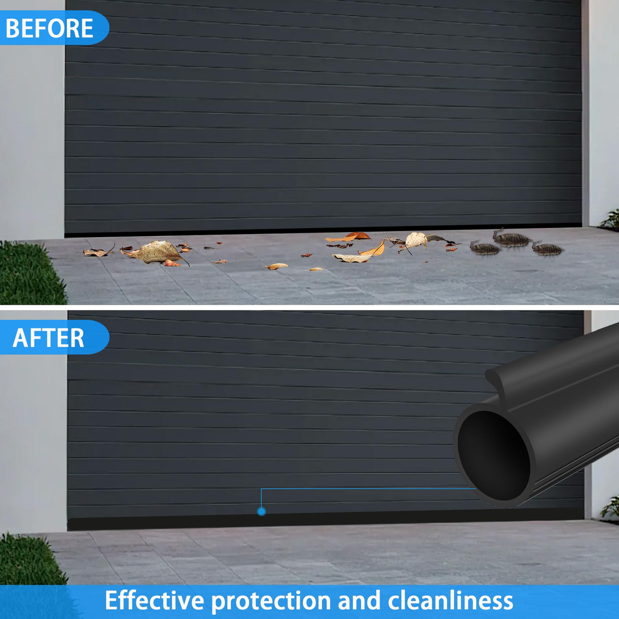 Gaahing 0.19" P-Bulb Garage Door Bottom Seal Strip - Replacement Impact Buffer Weatherstripping, Fits Single Track Overhead Door (9.8FT, Black) Gaahing