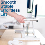 VIVO Desk Converter 32 inch Height Adjustable, MDF Wood Sit to Stand Riser, White, DESK-V000SW VIVO