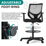 B0B744NKYL– Tall Drafting Chair - Tall Standing Office Desk Chair with Adjustable Foot Ring, Chair with Ergonomic Lumbar Support, Adjustable Height, Breathable Mesh Color: DarkBlack OLIXIS