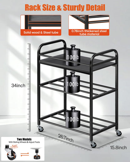 3D Printer Filament Storage Rack- Rolling Filament Spool Holders Racks with Wheels, Heavy Duty Metal Shelf for PLA/ABS/TPU/Nylon, Filaments Organzied for 3D Printing Studio, Office Workshop ( - WoodArtSupply