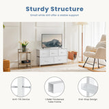 DUMOS Dresser for Bedroom, 5 Storage Drawers, Wide Fabric Closet Chests Organizer Tower Furniture with Wooden Top Metal Frame for Clothes, Guest Room, Living Room, Hallway, Entryway DUMOS