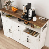 Befrases Farmhouse Buffet Cabinet with Drawers & Open Shelf, Sideboard Storage Cabinet, Kitchen Hutch Pantry, Wood Coffee Bar Station Cabinet for Kitchen, Dining Room, Hallway, 52" L White Befrases