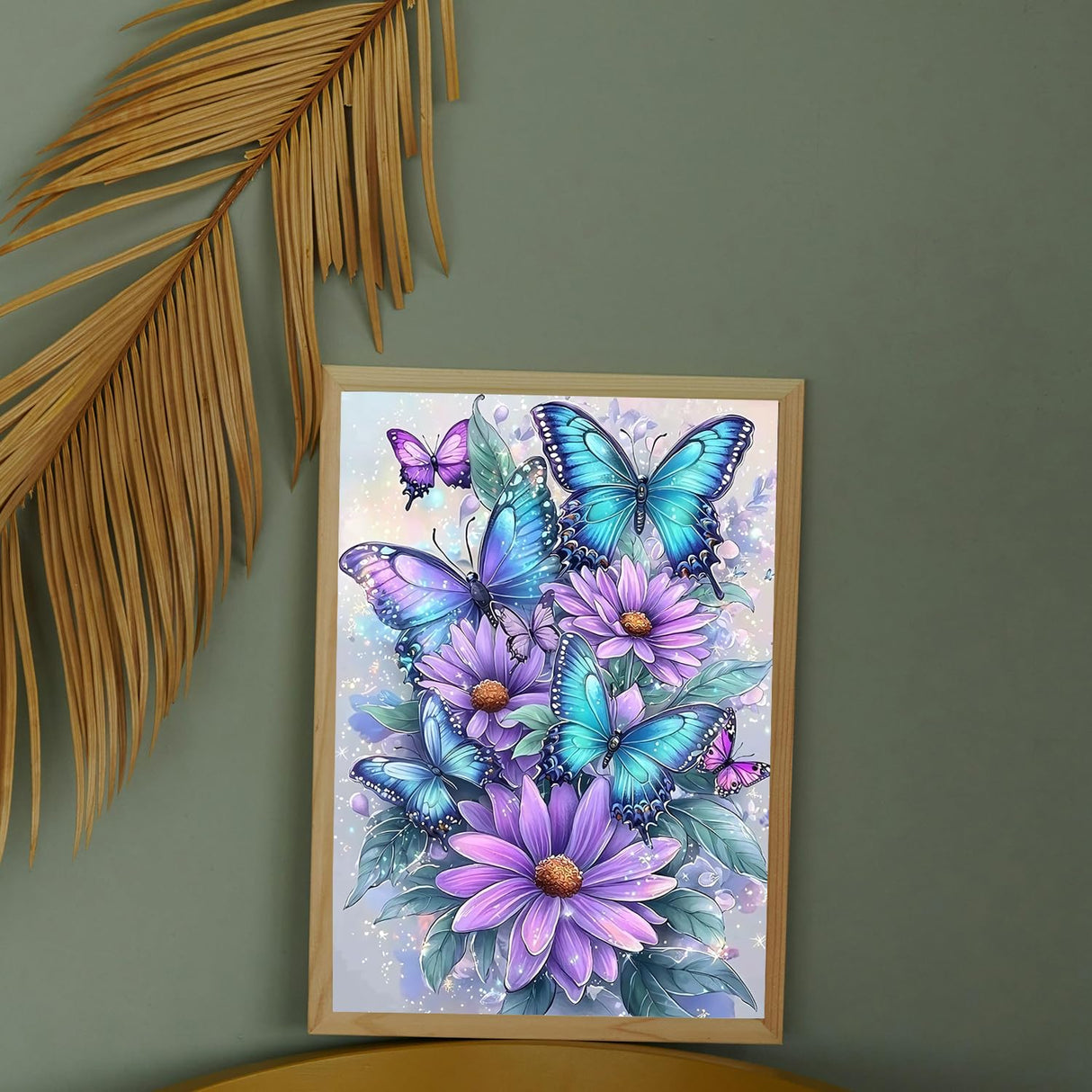 MBNTJHT DIY Butterfly Diamond Art Kits for Adults Beginners,Easy Flowers 5D Round Drill Diamond Painting Kits on Canvas,Butterfly and Floral Gem Art Kits for Home Wall Decor 12X16 Inch. MBNTJHT