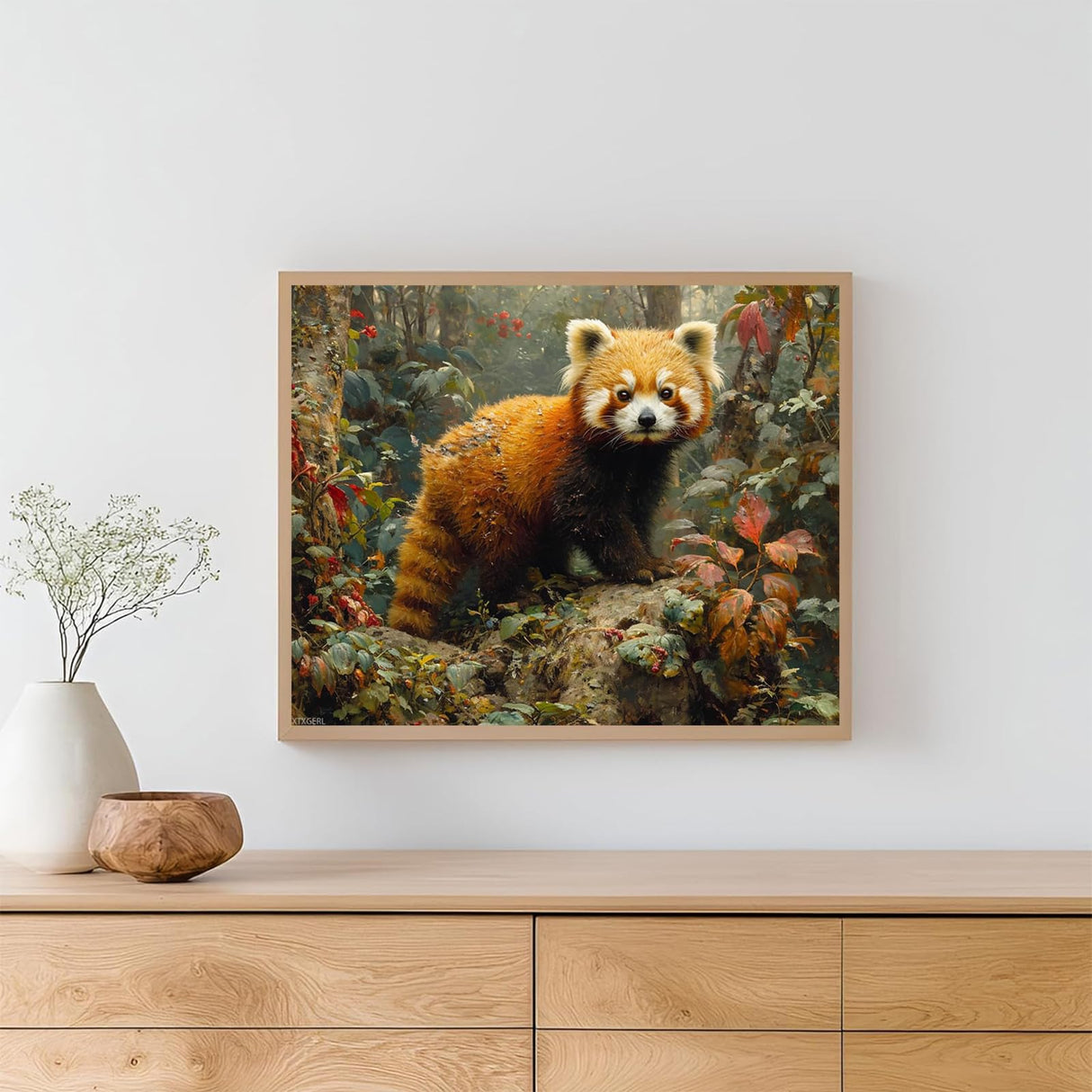 XTXGERL Paint by Number for Adults, Red Panda Ramble in Forest, Adult Crafts Paint by Numbers for Beginner, DIY Handmade Gifts 16x20 inch XTXGERL