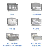 Delta Children Archer Solid Panel 4-in-1 Convertible Baby Crib - Greenguard Gold Certified, Grey Delta Children