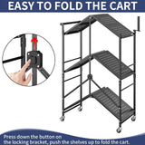 DTUQYX Rolling Kitchen Cart with Baskets: 3-Tier Microwave Stand Carts with Wheels, Kitchen Storage Rack, Foldable Outdoor Grill Cart, Utility Cart, Kitchen Island Serving Cart for Home,Camping DTUQYX