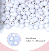 60 Pieces 18mm White Wood Beads for Handmade Crafts, Round Wooden Beads Bulk with 4mm Hole for for Farmhouse Garland,/ Craft Making woodeni