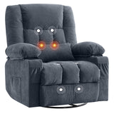 BOSMILLER Massage Swivel Rocker Recliner Chair with Vibration Massage and Heat Ergonomic Lounge Chair for Living Room with Rocking Function and Side Pocket, 2 Cup Holders, USB Charge Port BOSMILLER