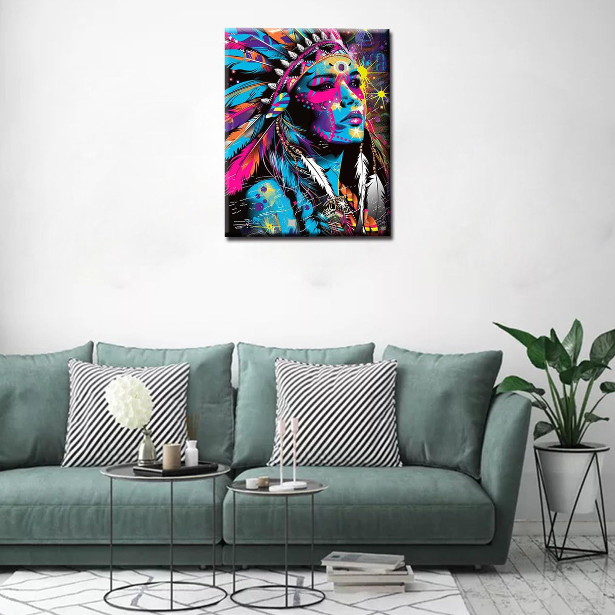 Indian Girl 5D Diamond Painting Kits for Adults, Tribal Culture Full Drill Round Diamond Cross Stitch Body Painting Diamond Painting by Number Kits Easy to Paint on Canvas for Home Decor 12x16 inch Tucocoo