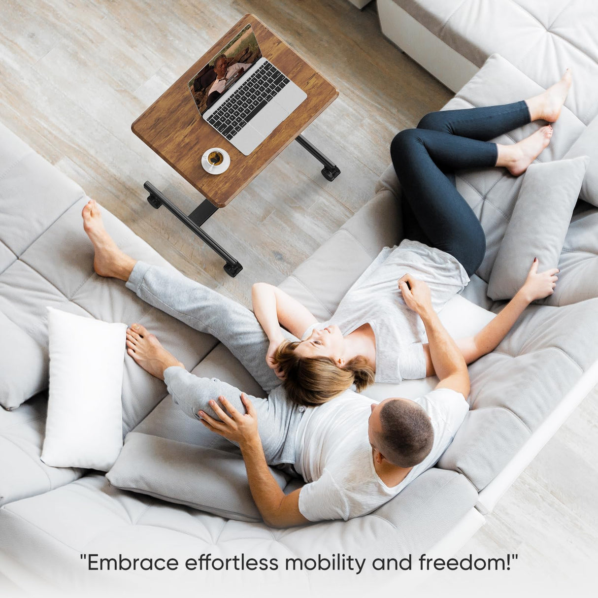 Sweetcrispy Mobile Small Standing Desk - Sit Stand Portable Rolling Laptop Desk with Lockable Wheels, Adjustable Height Computer Workstations, Brown Sweetcrispy