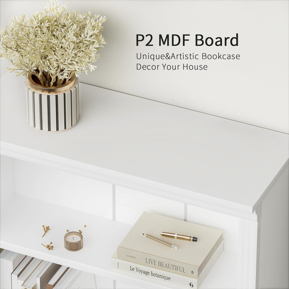 VICTONE 5-Shelf Bookcase, Wooden Standing Rack Book Storage Shelves Furniture Selection for Living Room, Bedroom, Home Office (White) VICTONE