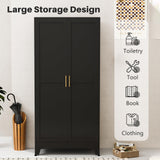 winiowa Metal Armoire Wardrobe Closet with 2 Doors, 71"' Wardrobe Cabinet with Adjustable Shelves and Hanging Rod, Clothing Storage Cabinet Closet for Bedroom-Black winiowa