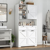 78" Tall Tilt-Out Double Doors Laundry Cabinet Hamper w Hidden Laundry Hamper,Large Pull Out Laundry Room Storage Cabinets,Kitchen Double Tilt Out Trash Cabinet,13X2 Gallon Bathroom Organizers(White) jiteentarou