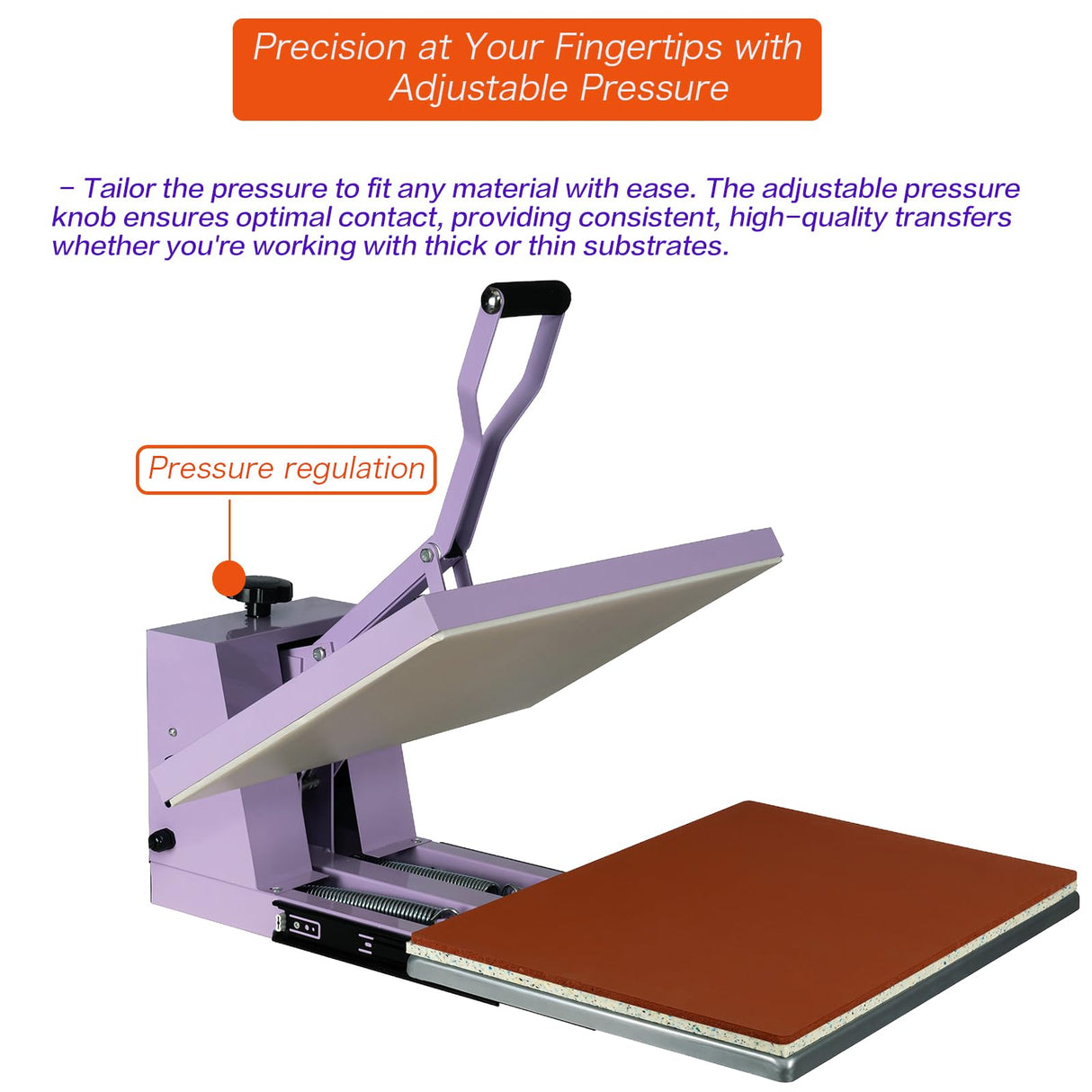 Large Heat Press 16x24 Manual with Slide-Out Base, Industrial Grade 2000W Clamshell Heat Press Machine for T-Shirts - Purple/Green Heat Transfer Equipment for Sublimation, DTF & Vinyl (Purple) WUMSTOT