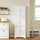 ChooChoo Tall Bathroom Storage Cabinet with 6 Doors, Freestanding Floor Cabinet with Adjustable Shelves, White Pantry Cabinet for Bathroom, Kitchen, Laundry Room ChooChoo