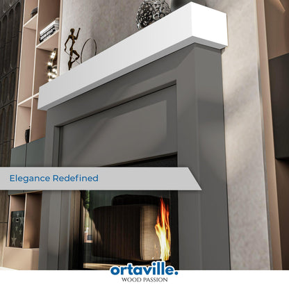 Ortaville Fireplace Mantel, Modern Design, Matte Lacqeur Finish, Wall-Mounted Floating Shelf (72", White)