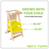 Little Partners Learning Tower Foldable Toddler Tower - Learn 'N Fold Toddler Kitchen Stool for Kids 2 to 6, Folding Toddler Tower (Natural) Little Partners